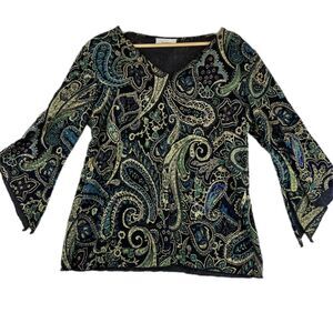 DRESSBARN Y2K blouse sz s Paisley Ruffle  Purple lace fairycore Whimsigoth Witch